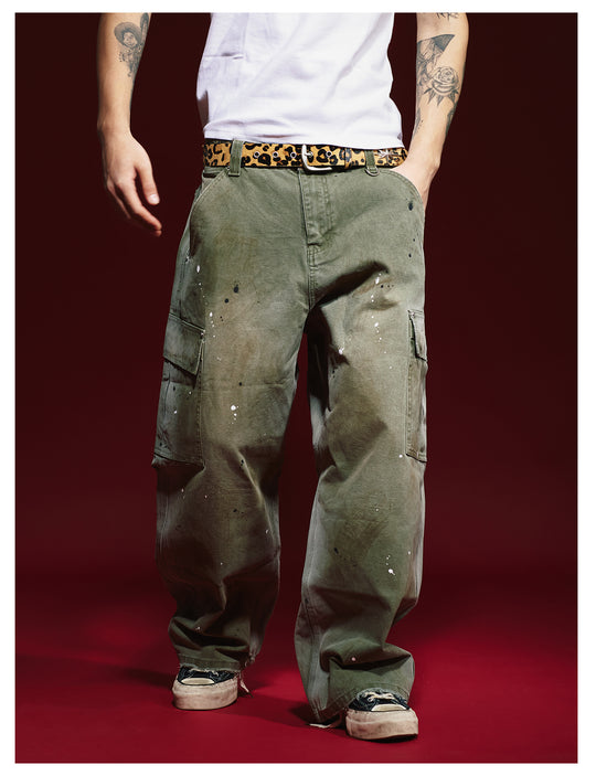 Remedy Washed Ink Splash Baggy Work Cargo Pants | Face 3 Face