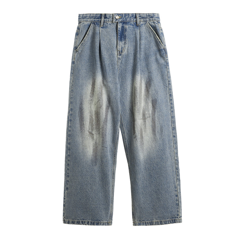 F3F Select Retro Washed & Rubbed Distressed Tuck Jeans