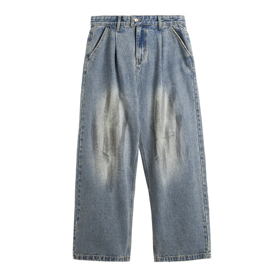 F3F Select Retro Washed & Rubbed Distressed Tuck Jeans