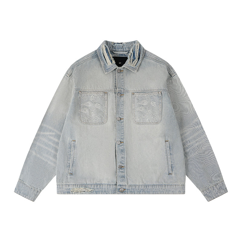1807× LABT Paisley Pattern Wash Denim Jacket | Face 3 Face