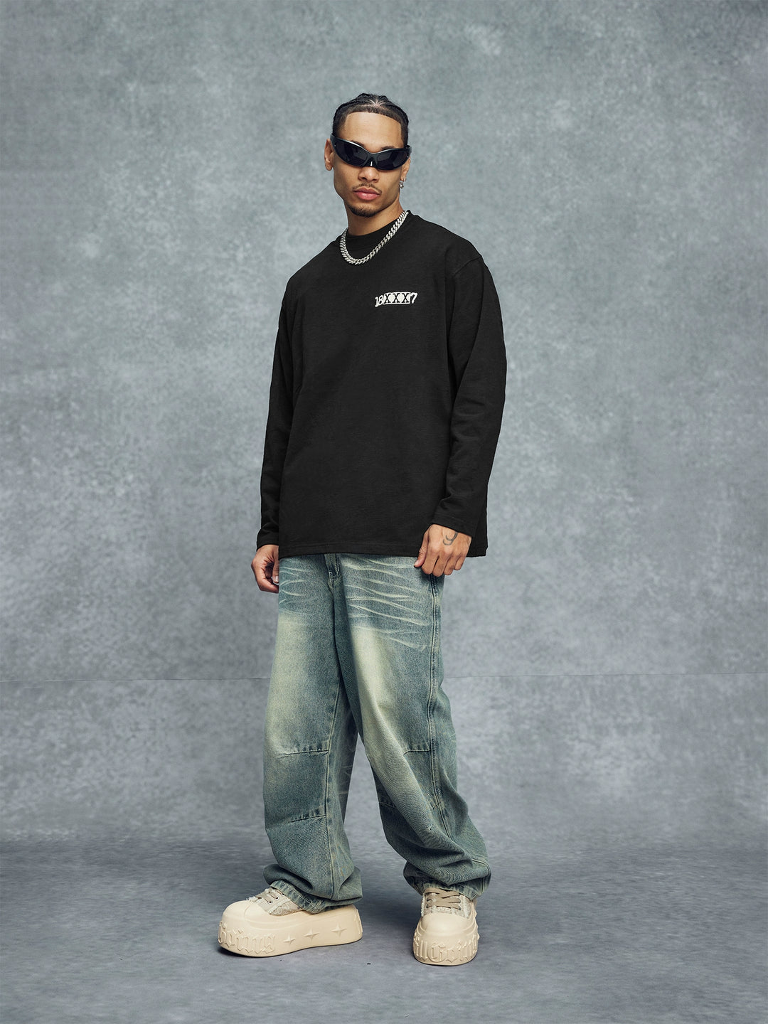 1807 18XXX7 Printed Basic Long Sleeve Tee | Face 3 Face