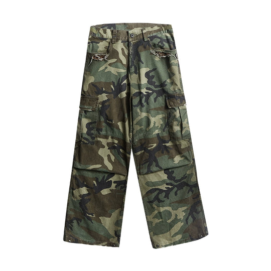 Remedy Distressed Camouflage Work Cargo Pants | Face 3 Face