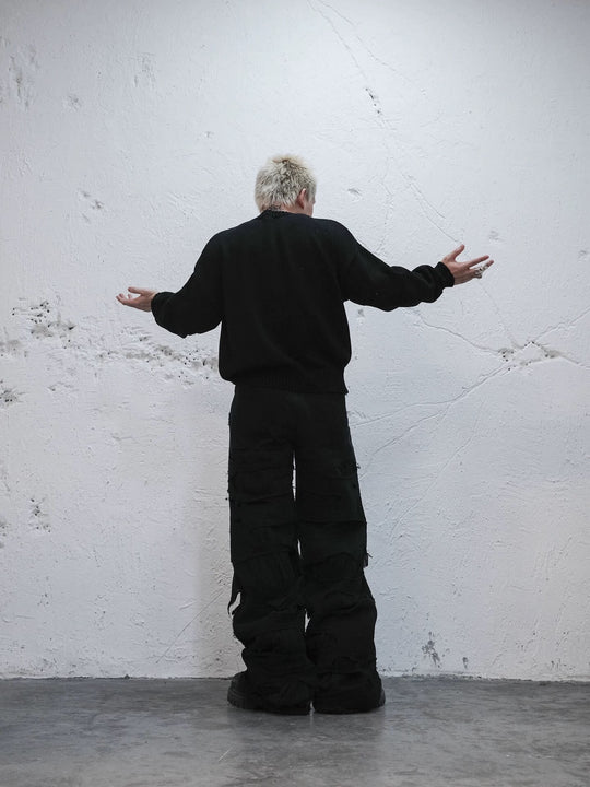 UNDERWATER Demon Digital Print Distressed Knit Sweater | Face 3 Face