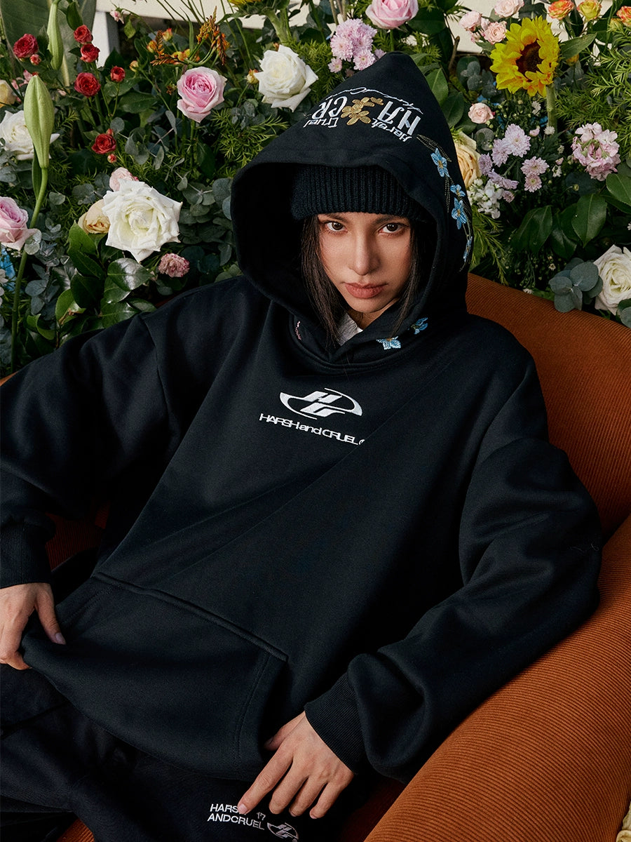 Harsh and Cruel Hood Floral Logo Embroidered Hoodie | Face 3 Face