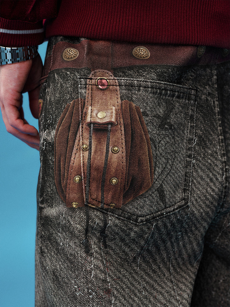 YADcrew Knight Sword Print Baggy Jeans | Face 3 Face