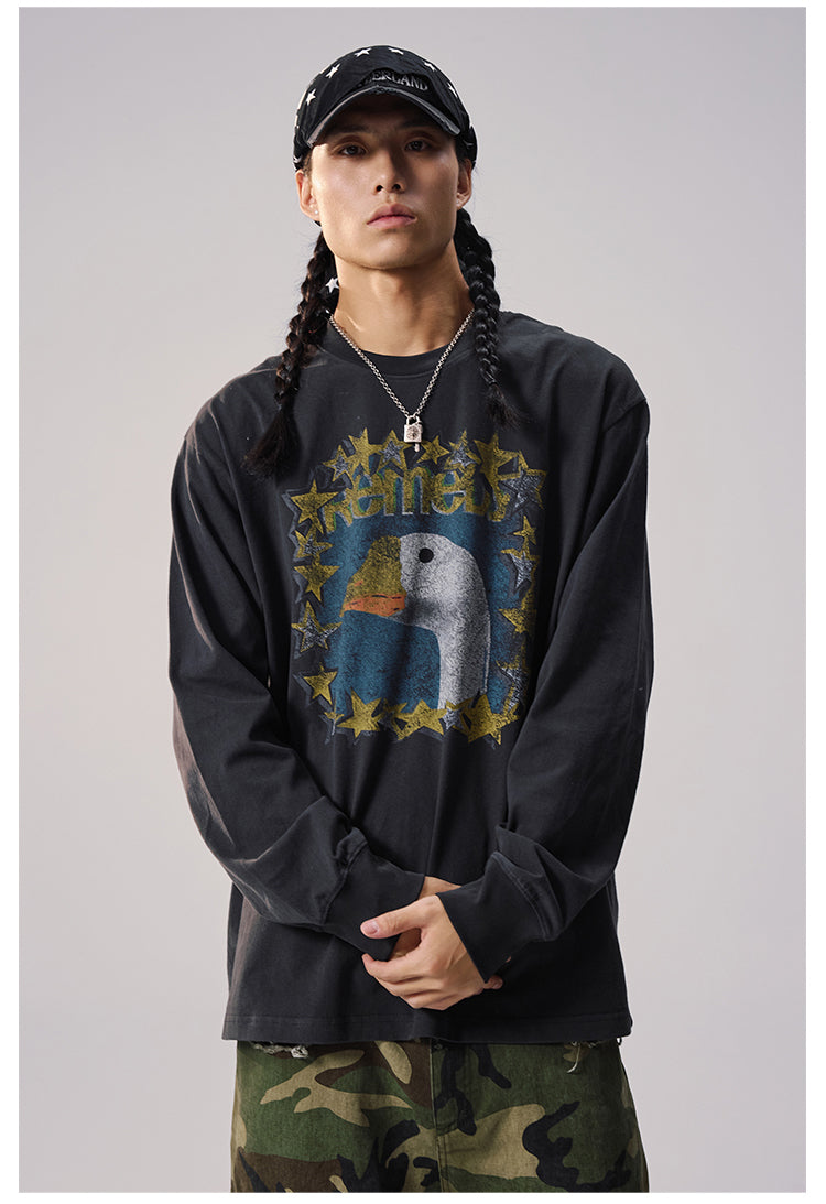 Remedy Duck and Star Aged Print Long Sleeve Tee | Face 3 Face