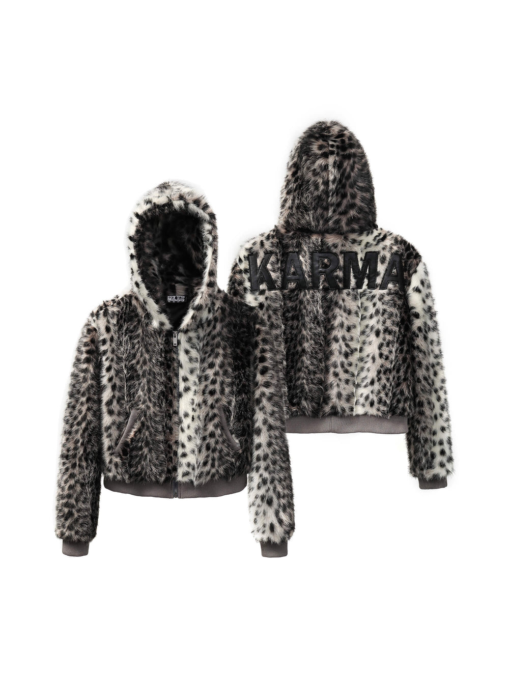 KARMANISTIC Leopard Fur Hooded Jacket | Face 3 Face