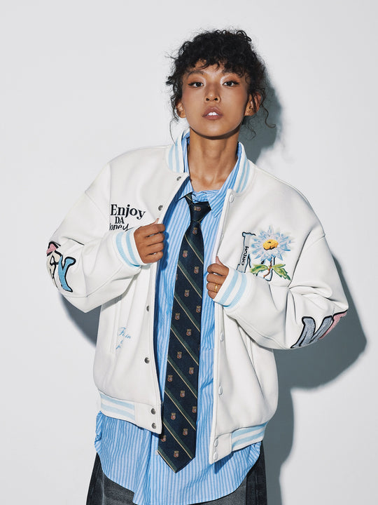 MEDM Daisy Floral Varsity Jacket | Face 3 Face