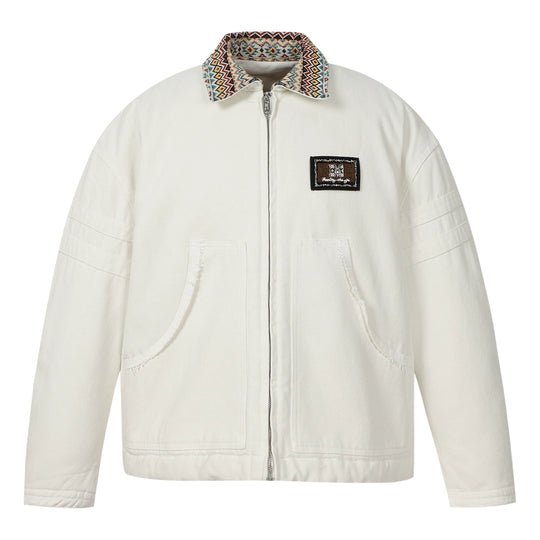 MEDM Ethnic Collar Patch Pocket Quilted Lined Work Jacket | Face 3 Face
