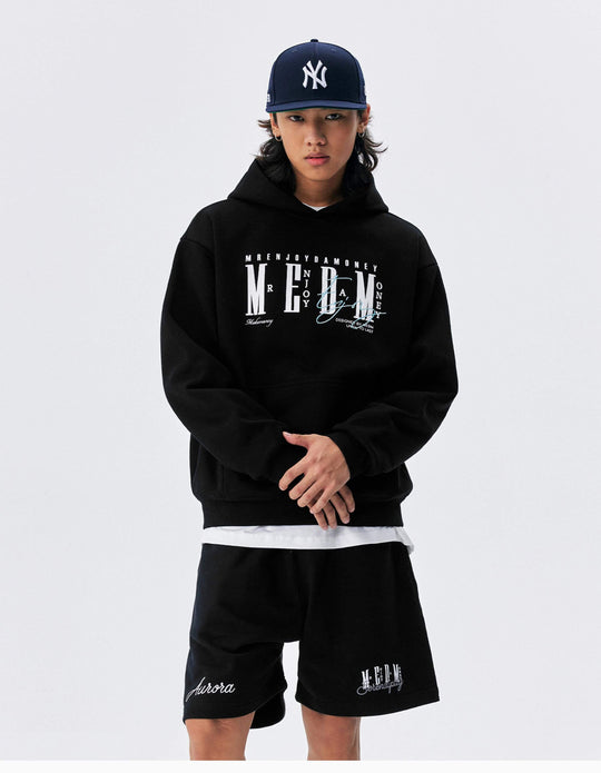 MEDM Logo Print and Embroidered Lettering Hoodie | Face 3 Face