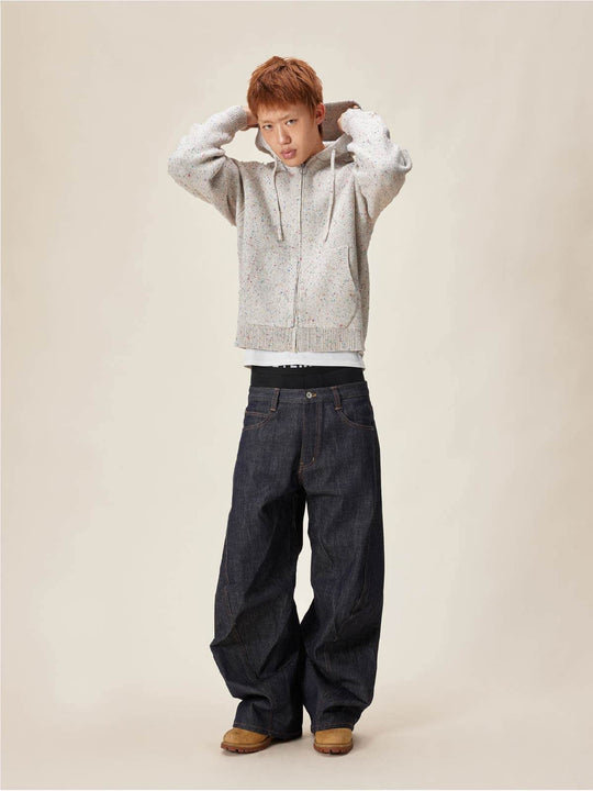 EVILKNIGHT(EK) Speckled Knit Zip Up Hoodie