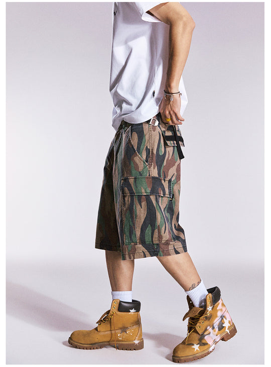 Remedy Flame Camouflage Work Cargo Shorts | Face 3 Face