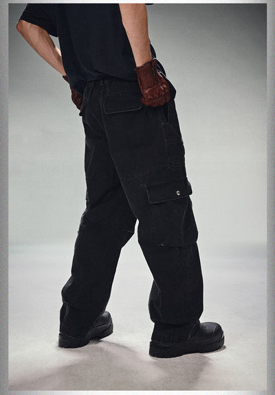 DICETINY Double Pleated Washed Baggy Cargo Pants | Face 3 Face