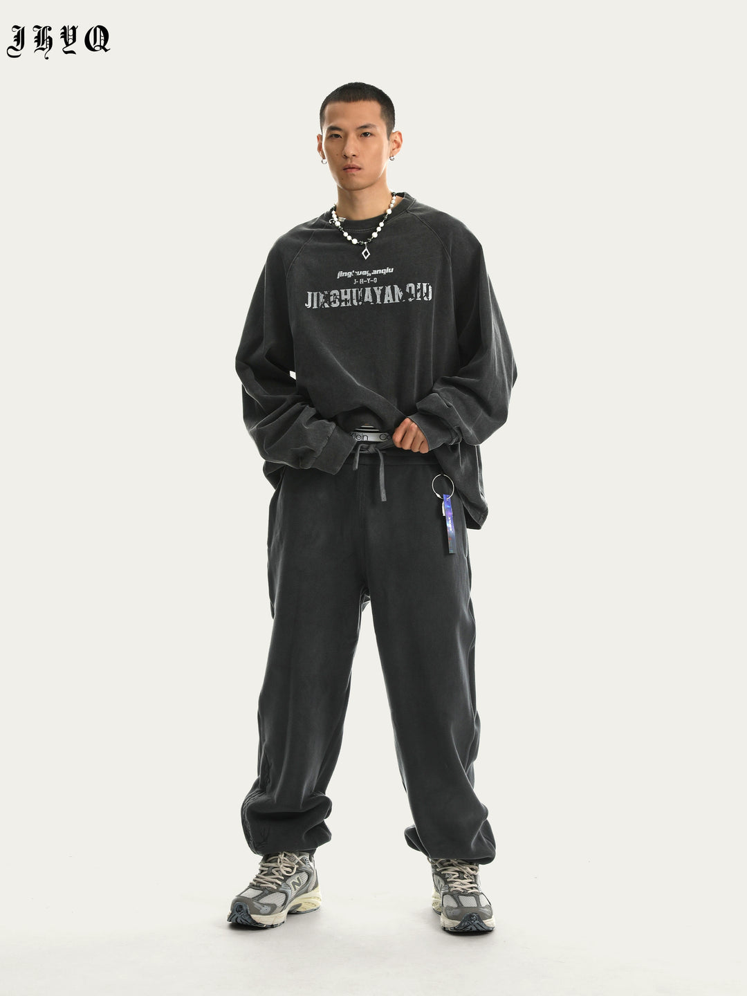 JHYQ Washed Letters Logo Printing Long Sleeved Tee