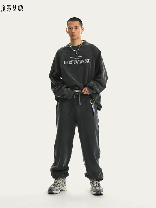 JHYQ Washed Letters Logo Printing Long Sleeved Tee