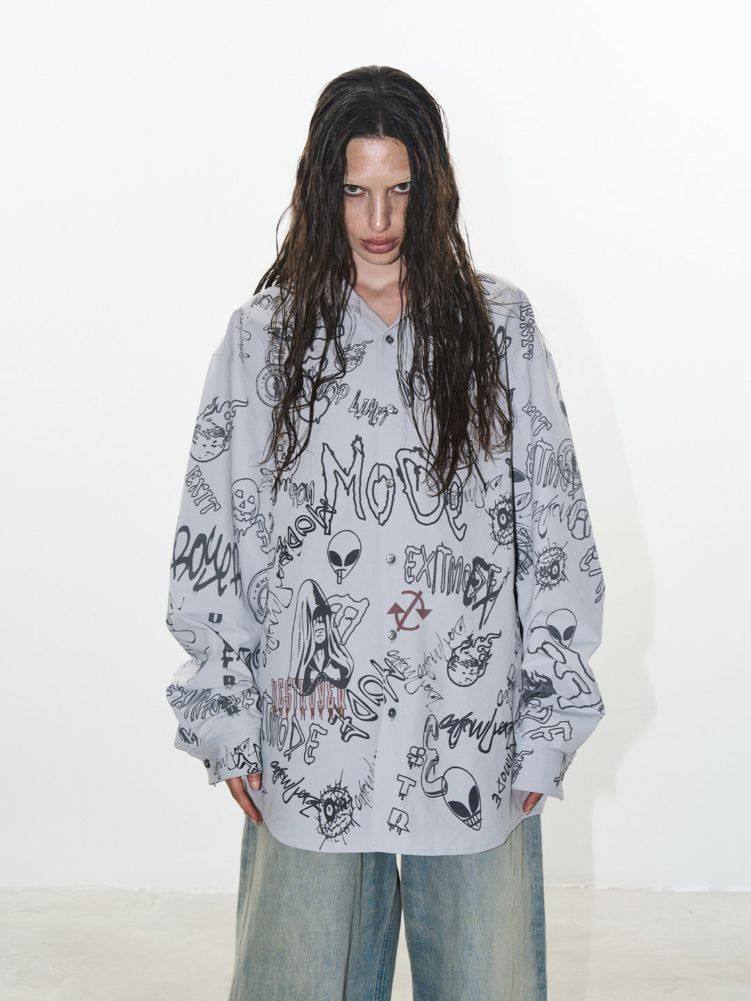 BLIND NO PLAN Graffiti Digital Print Long Sleeve Shirt | Face 3 Face