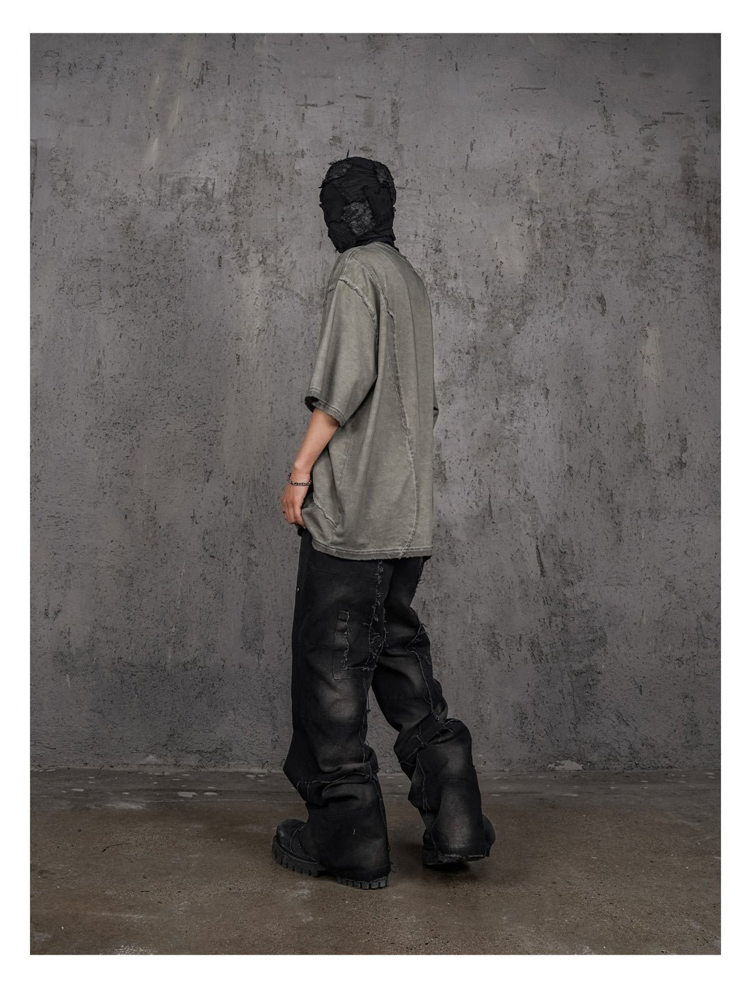 UNDERWATER Gray Sand-Washed Faded Deconstructed Tee | Face 3 Face