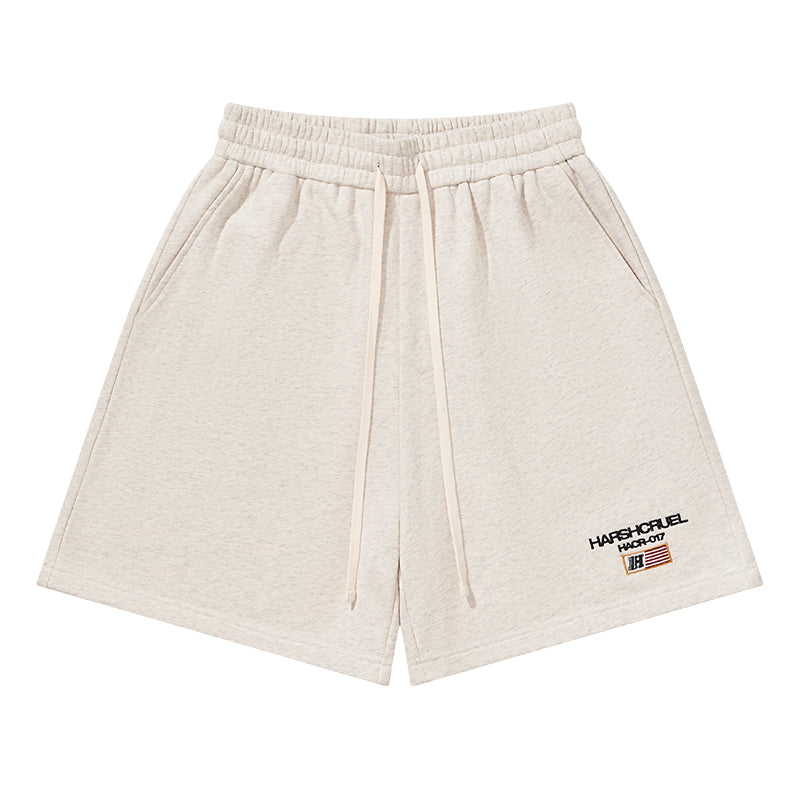 Harsh and Cruel Flag Embroidery Sweat Shorts | Face 3 Face