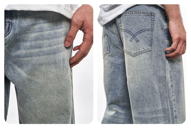 F3F Select Heavily Washed Vintage Light Blue Baggy Jeans | Face 3 Face