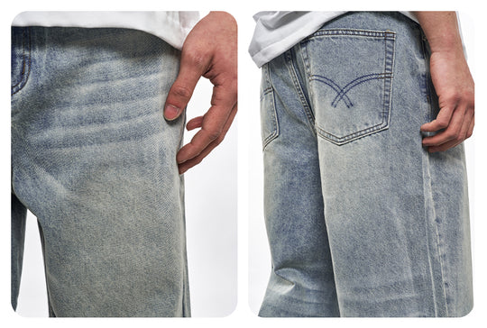 F3F Select Heavily Washed Vintage Light Blue Baggy Jeans | Face 3 Face