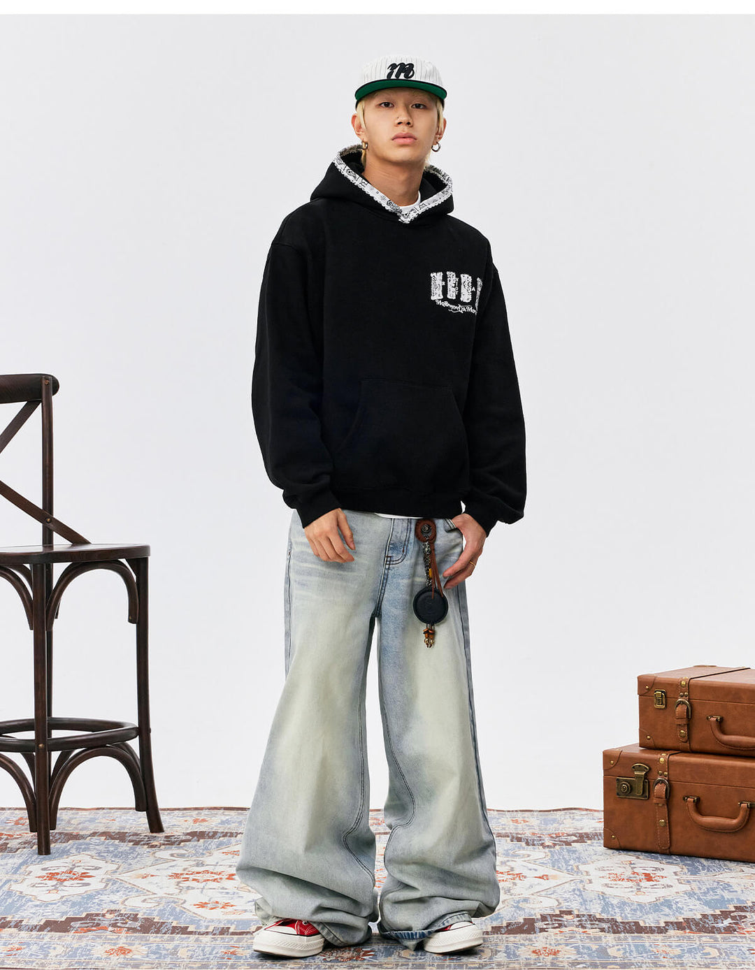 MEDM Ethnic Paisley Patch Embroidered Hoodie | Face 3 Face