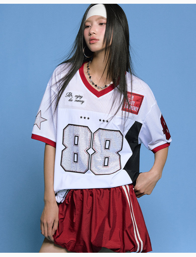 MEDM 88 Numbered Rhinestone Mesh Jersey | Face 3 Face