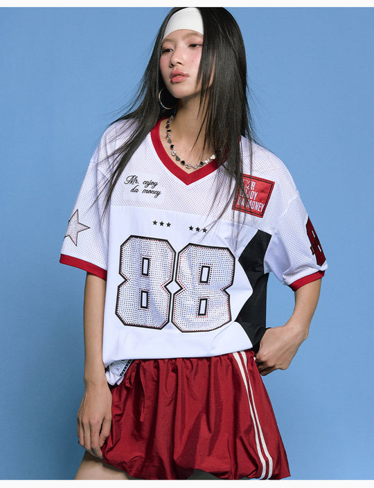 MEDM 88 Numbered Rhinestone Mesh Jersey | Face 3 Face