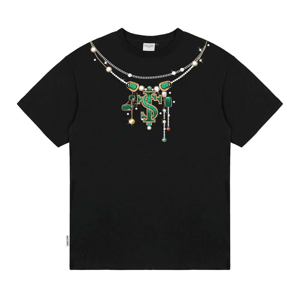 Small Town Kid 3D Digital Turquoise Pearl Necklace Print Tee | Face 3 Face
