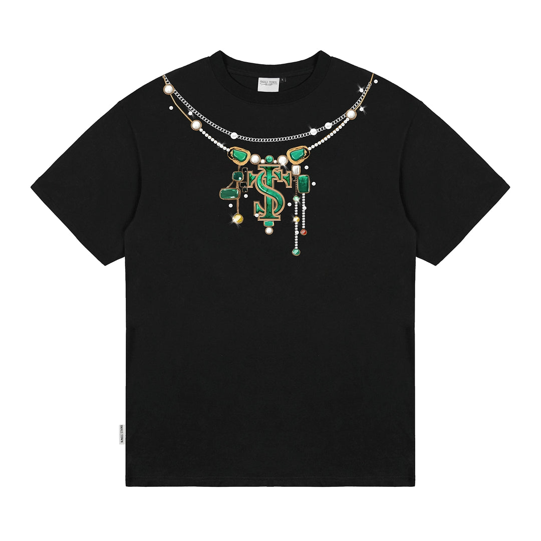 Small Town Kid 3D Digital Turquoise Pearl Necklace Print Tee | Face 3 Face
