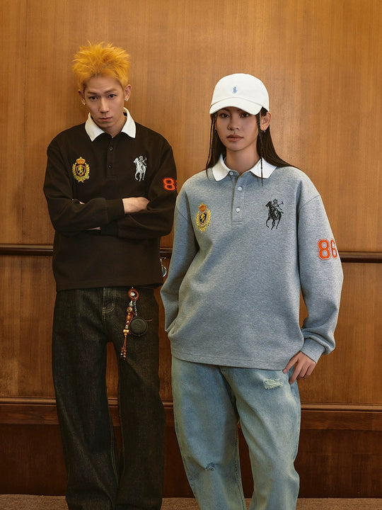 Harsh and Cruel Vintage Embroidered Long Sleeve Polo | Face 3 Face