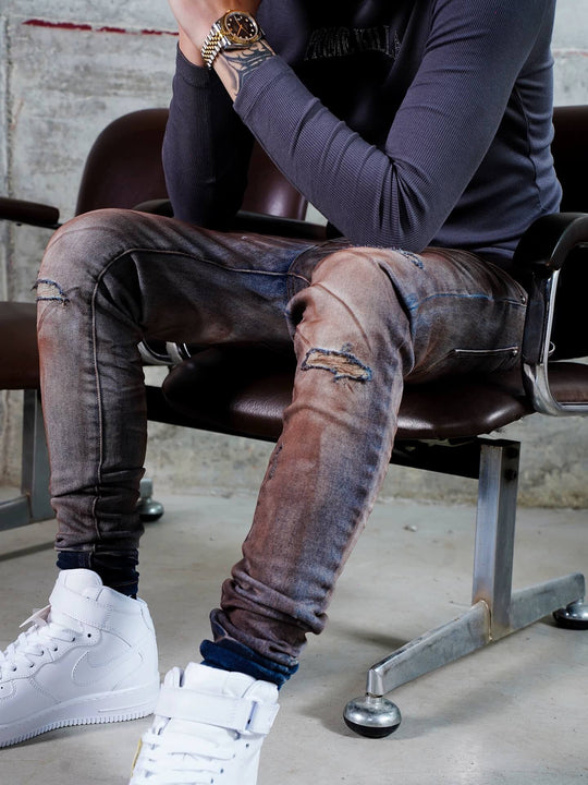 TGFCLUB Rust Washed Distressed Slim Fit Skinny Jeans | Face 3 Face