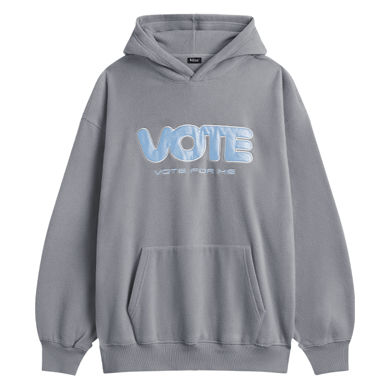 VOTE Fleece Logo Leather Splicing Hoodie