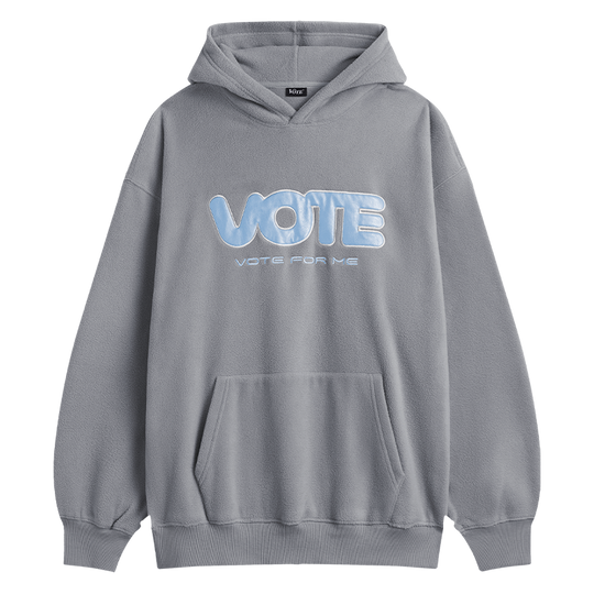 VOTE Fleece Logo Leather Splicing Hoodie