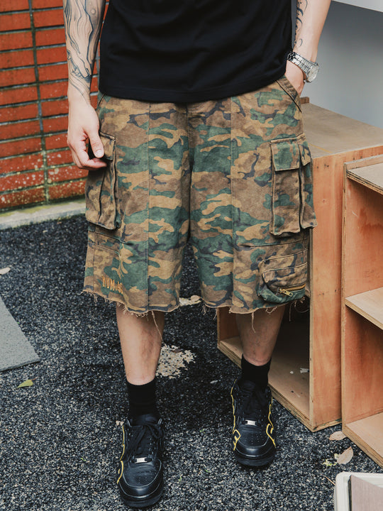 S45 Multi-Pocket Workwear Camouflage Cargo Shorts | Face 3 Face