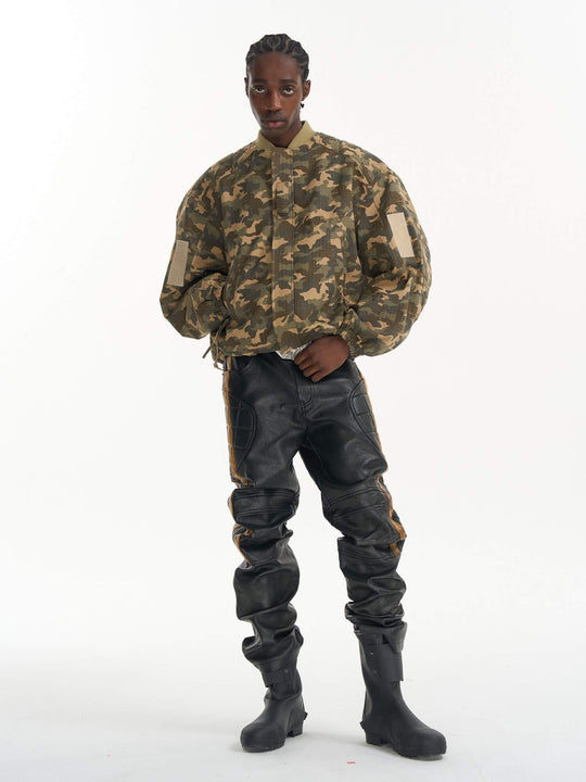 EXITMODE BY BLIND NO PLAN Camouflage Oversized Bomber Jacket | Face 3 Face