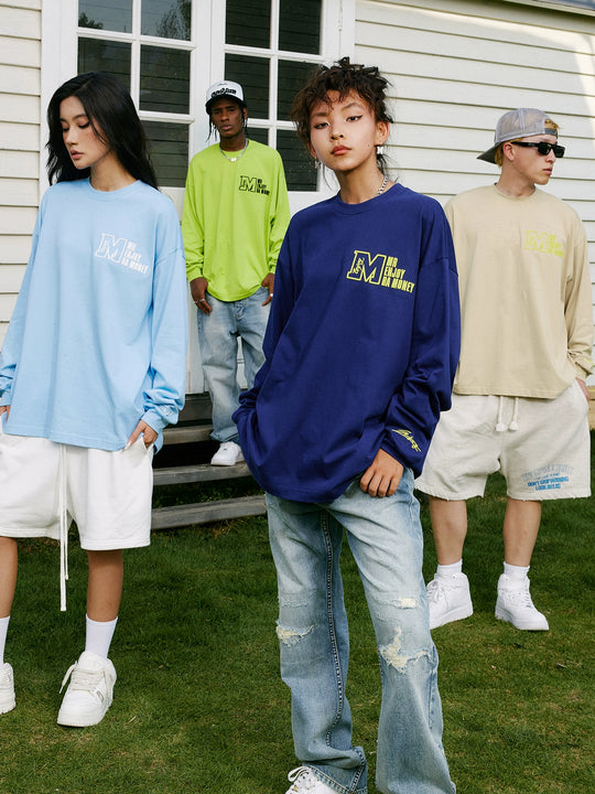 MEDM M Logo Embroidered Long Sleeve Tee | Face 3 Face