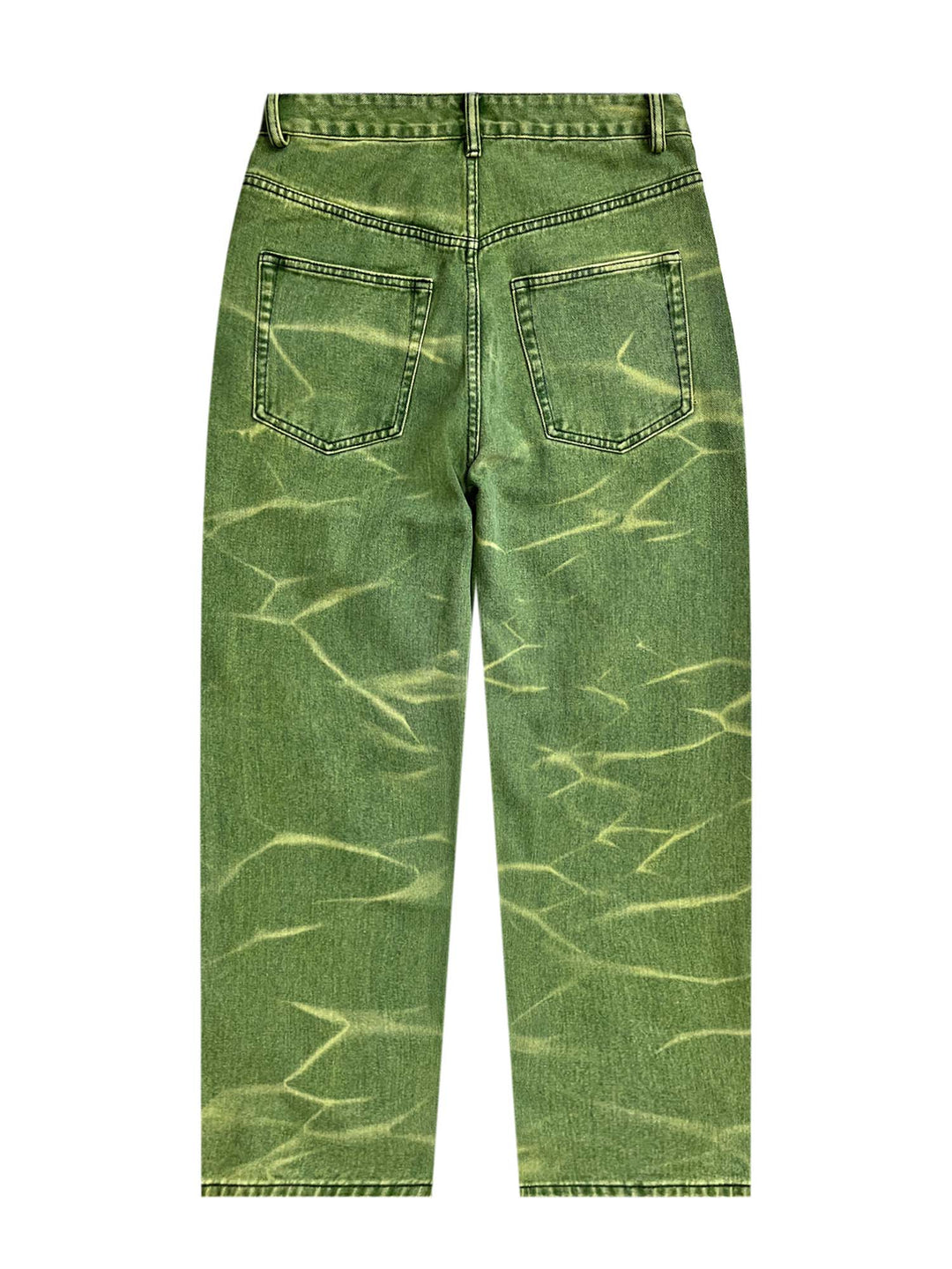 EVILKNIGHT(EK) Green Vintage Water Wave Pattern Washed Jeans | Face 3 Face