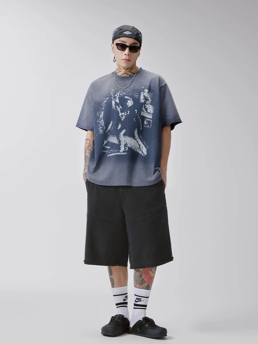 F2CE Black Washed Distressed Baggy Shorts | Face 3 Face