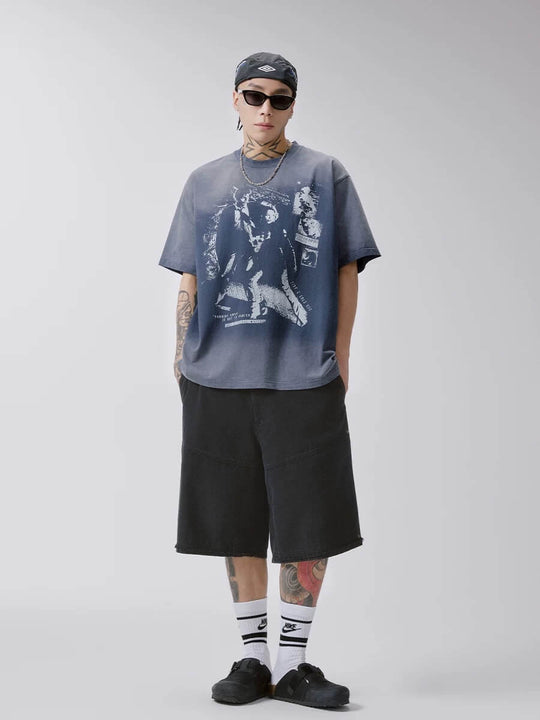 F2CE Black Washed Distressed Baggy Shorts | Face 3 Face