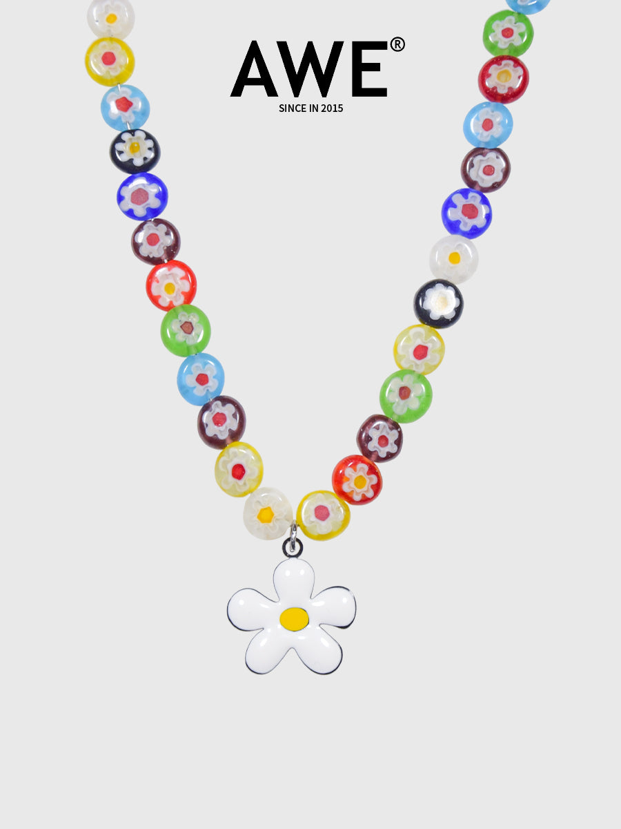 AWE Sunflower Daisy Large Beaded Necklace | Face 3 Face