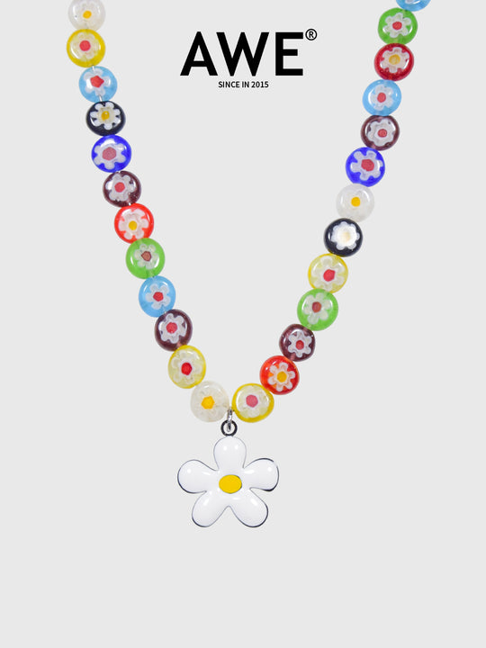 AWE Sunflower Daisy Large Beaded Necklace | Face 3 Face