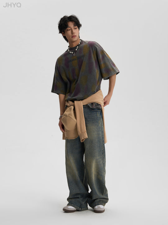 JHYQ Washed Old Worn Polka Dot Dye Tee