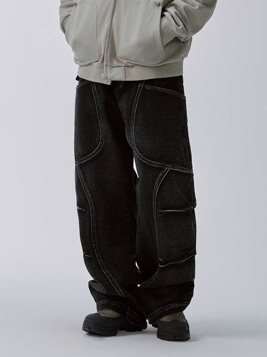 F2CE Stitching Deconstruction Utility Jeans | Face 3 Face