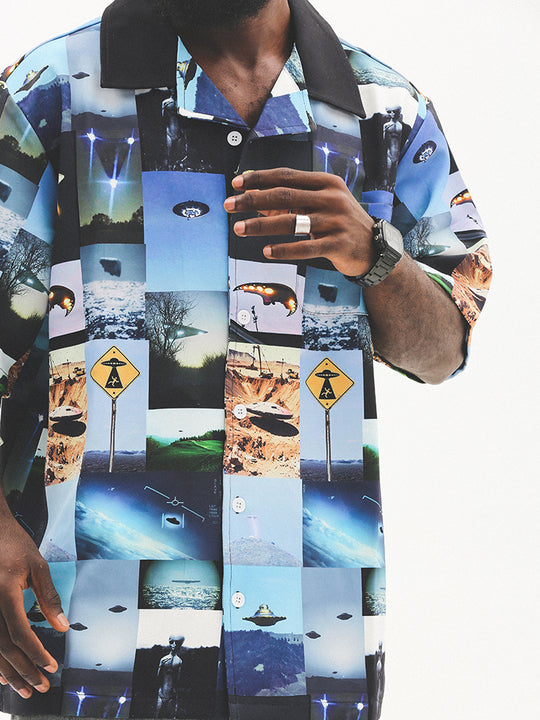 UNTILWERICH Cuban Collar UFO Short Sleeve Shirt | Face 3 Face