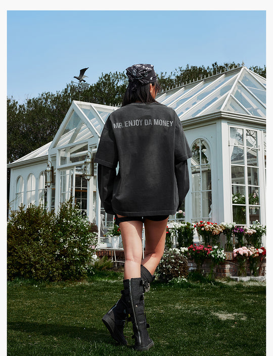 MEDM Washed Double Layer Long Sleeve Tee | Face 3 Face