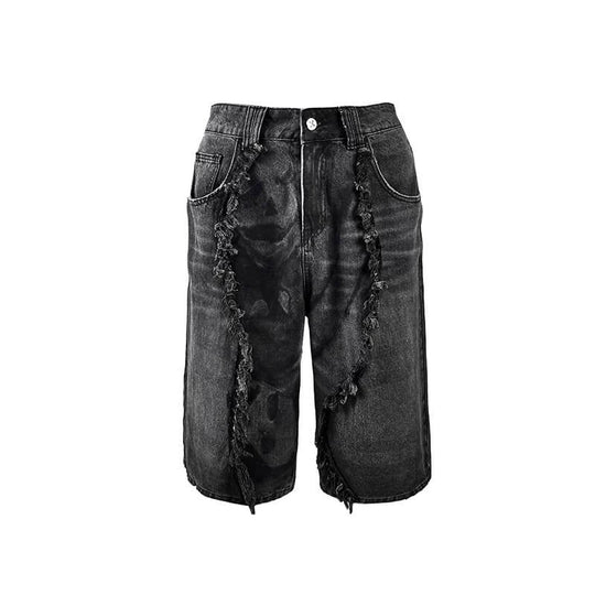 Night Lab Frayed Seam Washed Denim Shorts