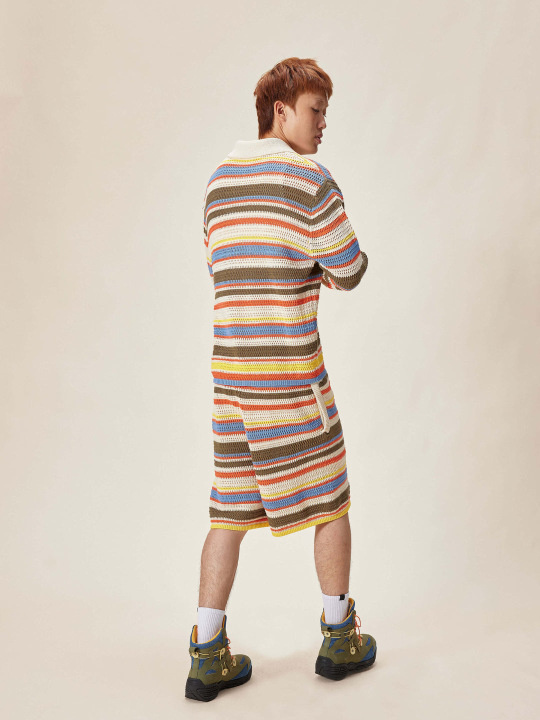 EVILKNIGHT(EK) Multicolor Striped Knit Shorts | Face 3 Face