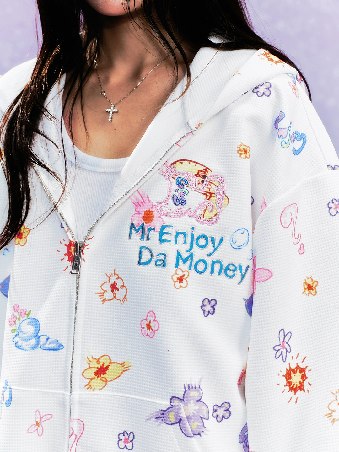 MEDM Graffiti Flower Full Print Zip Up Hoodie | Face 3 Face