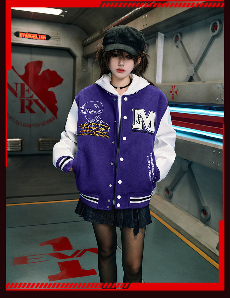 MEDM x EVA Unit-00, Unit-01, Mark.06 Leather Varsity Jacket | Face 3 Face