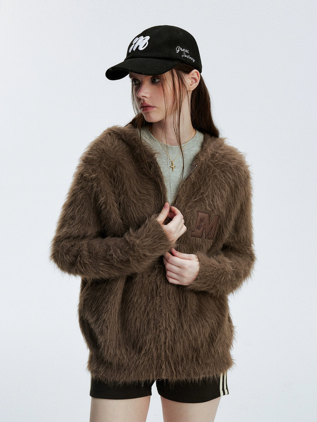 MEDM Mohair Hooded Zip Up Jacket | Face 3 Face